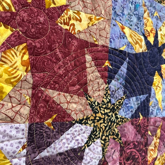 39x39” Multicolor Star Pattern Handcrafted Quilt wall hanging art - Picture 3 of 9